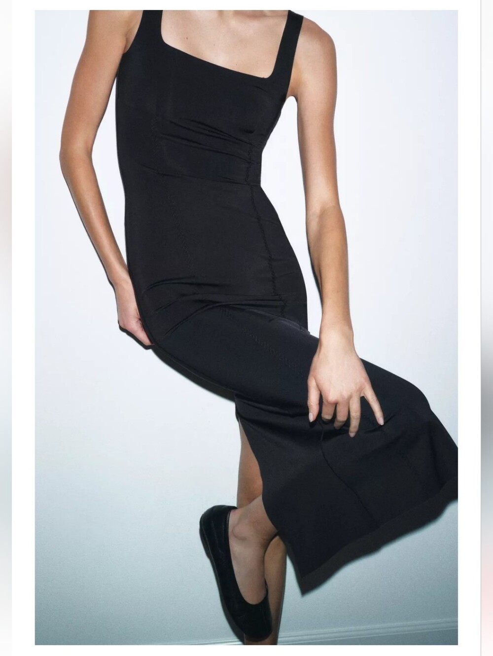 Zara Black One-Shoulder Midi Dress